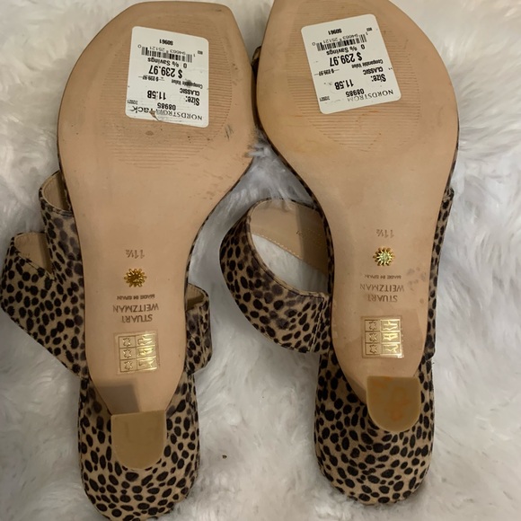 STUART WEITZMAN Lyla ladies cheetah print suede mule high heel sandals Size 11.5 - Picture 3 of 10